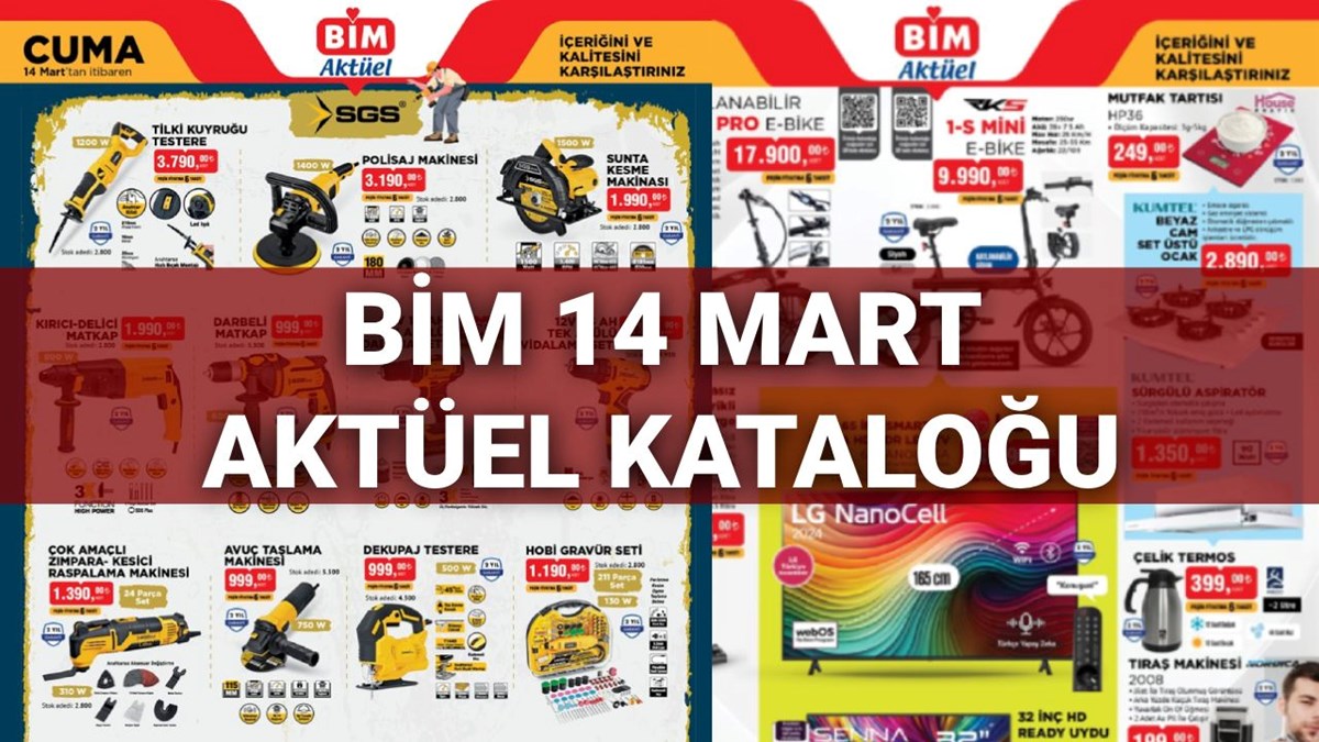 Mevcut BIM Kataloğu 14 Mart: BIM Pazarı Çapa Makinesi, Trapani Seti, Elektrikli Bisikletler ve Adımlar Merdiven